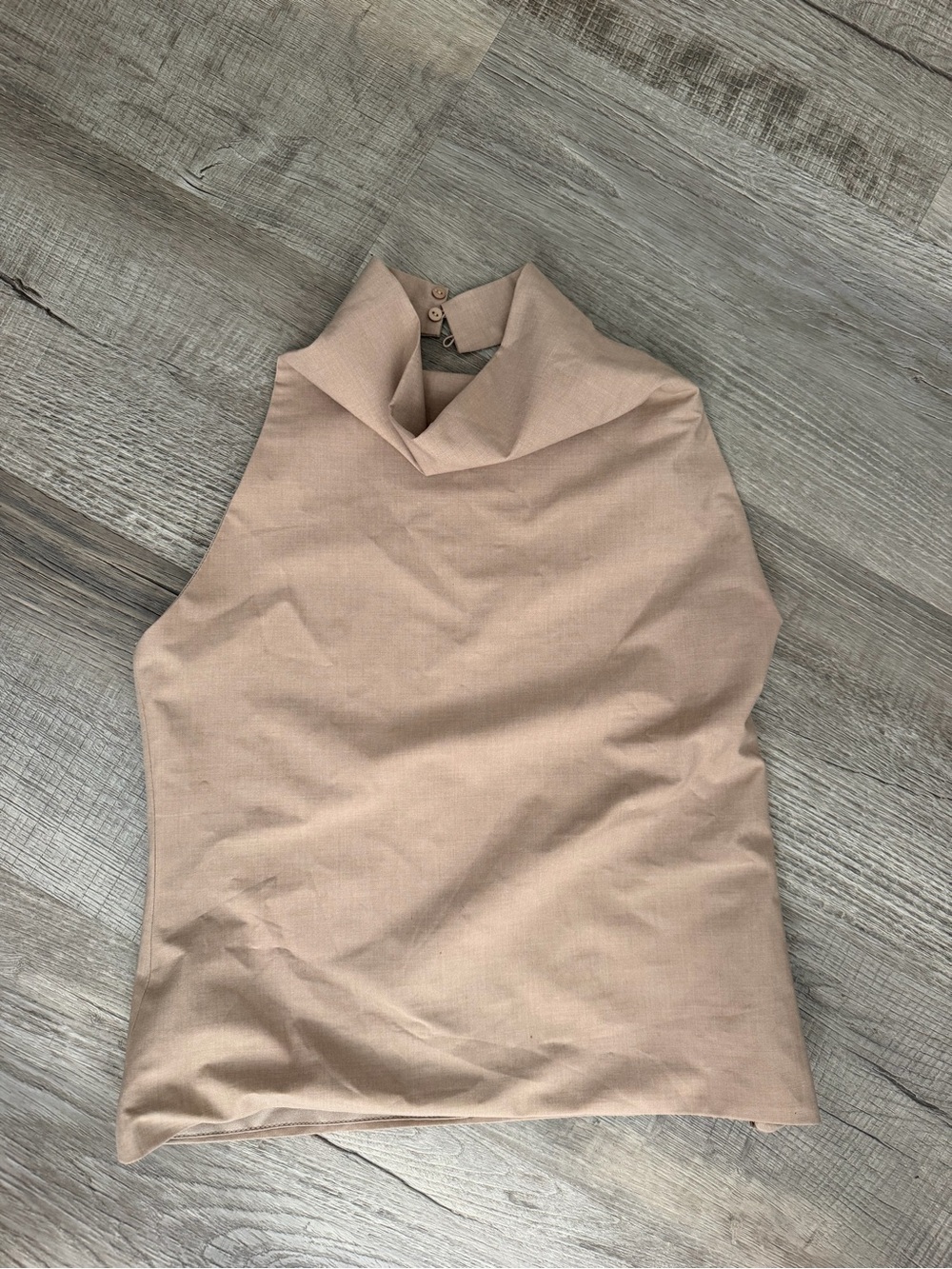 Zara Sleeveless Mock Neck Tank Top in Dusty Beige